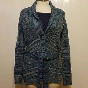 F21 blue chunky knit cardigan